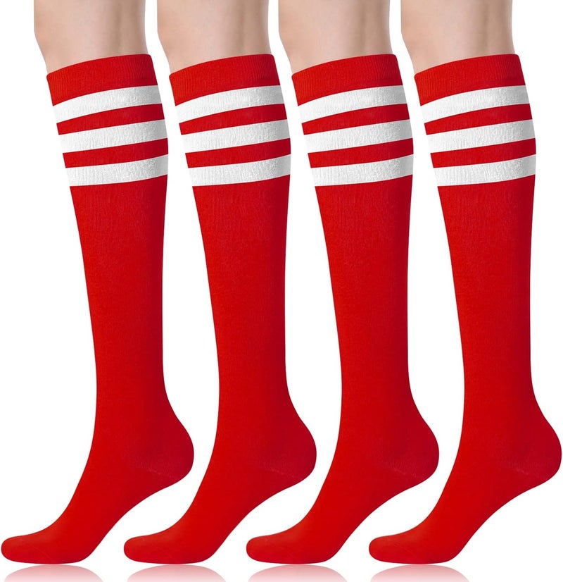FITRELL Women's Knee High Socks Outdoor Sport Athletic Socks Casual Stripe Tube Socks 1-4 Pack - Image 1